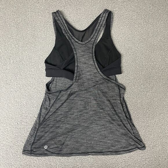 LULULEMON Glide‎ and Stride Tank Heathered Black / Black Size 10 Gray - Picture 2 of 6